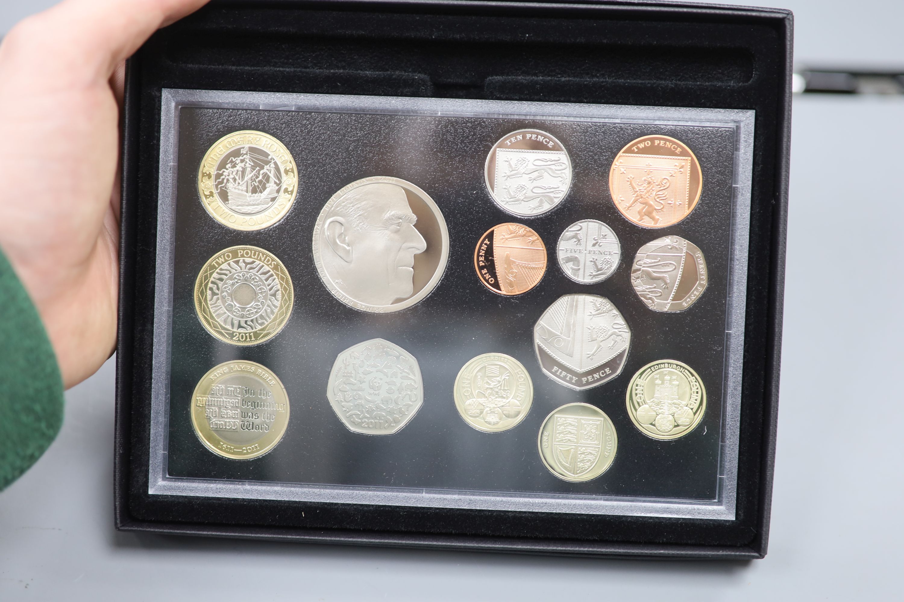 Three Royal Mint UK proof coin years sets; 2010, 2011 and 2012 together with other Royal Mint coins of EF grade or better (some possibl
